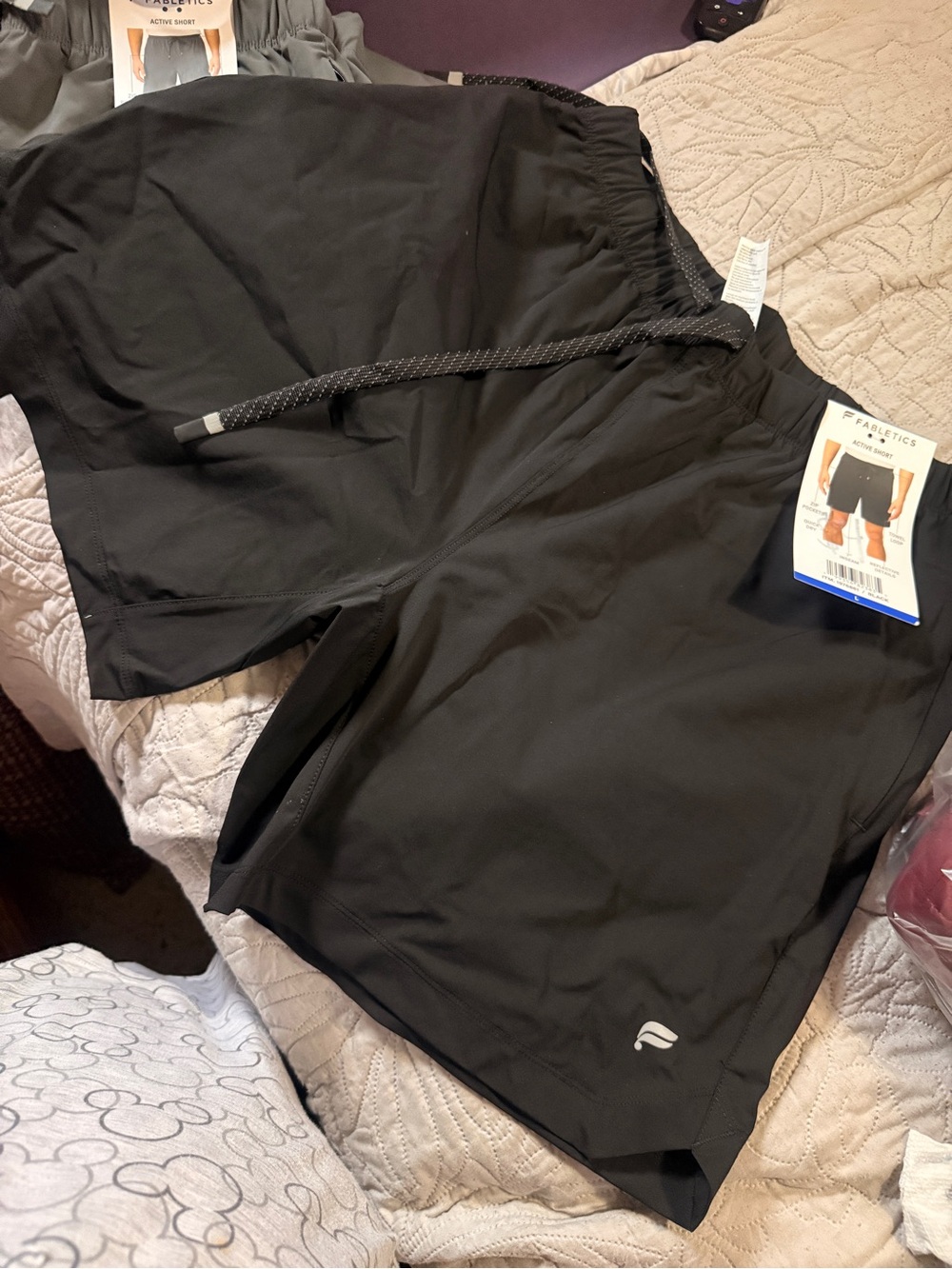 Fabletics Men's Black Athletic Shorts with Drawstring